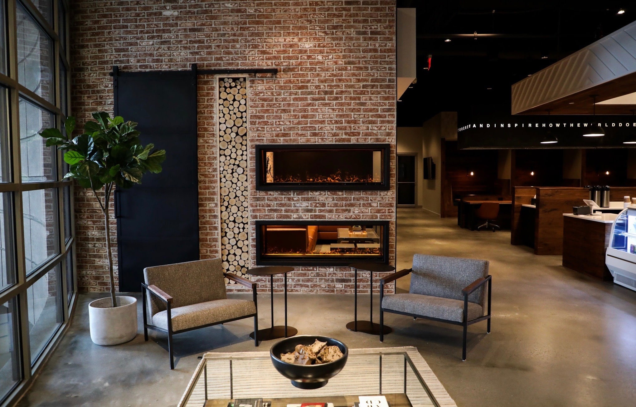Fireside lounge at Roam Lenox in Buckhead