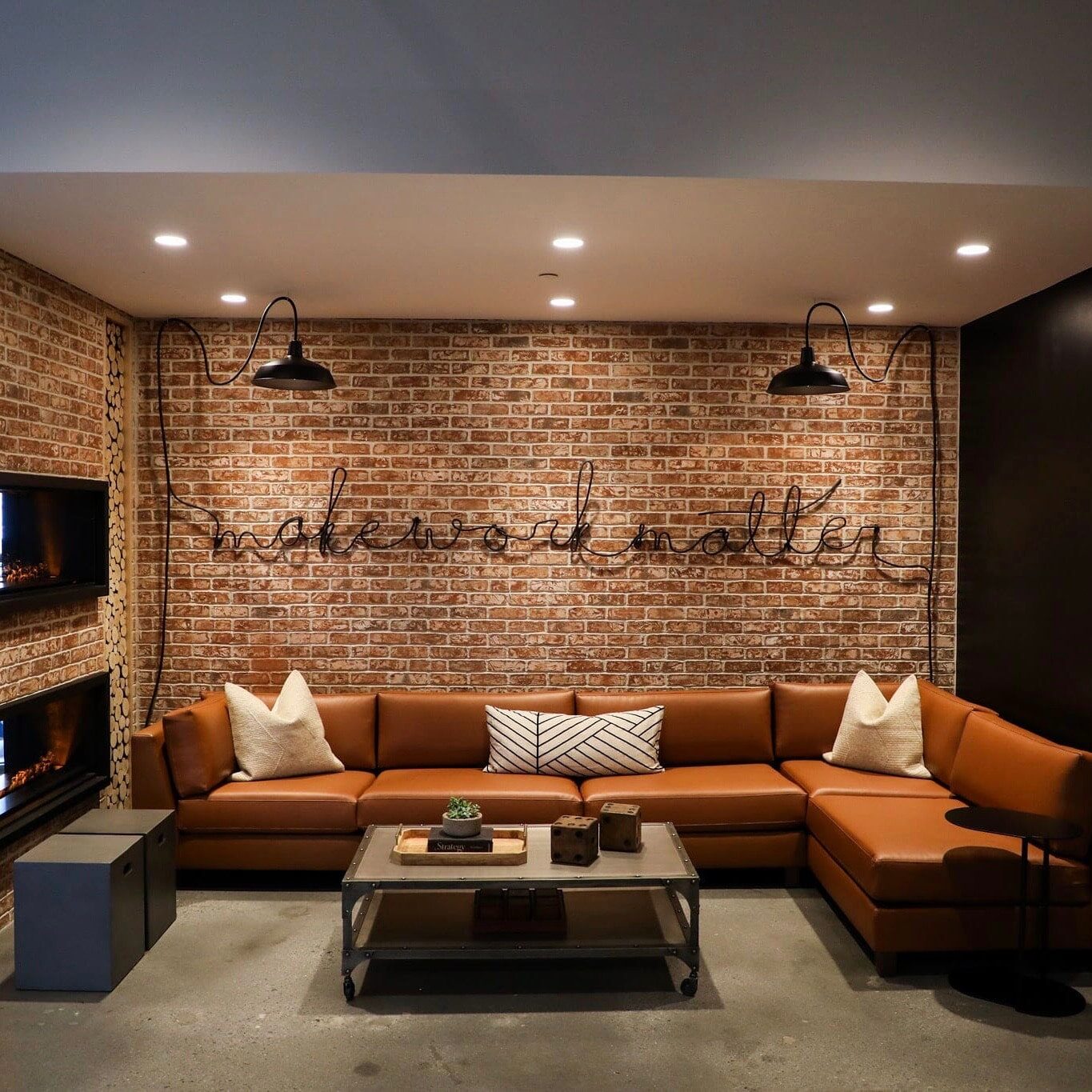 Nook and fireside lounge at Roam Lenox in Buckhead